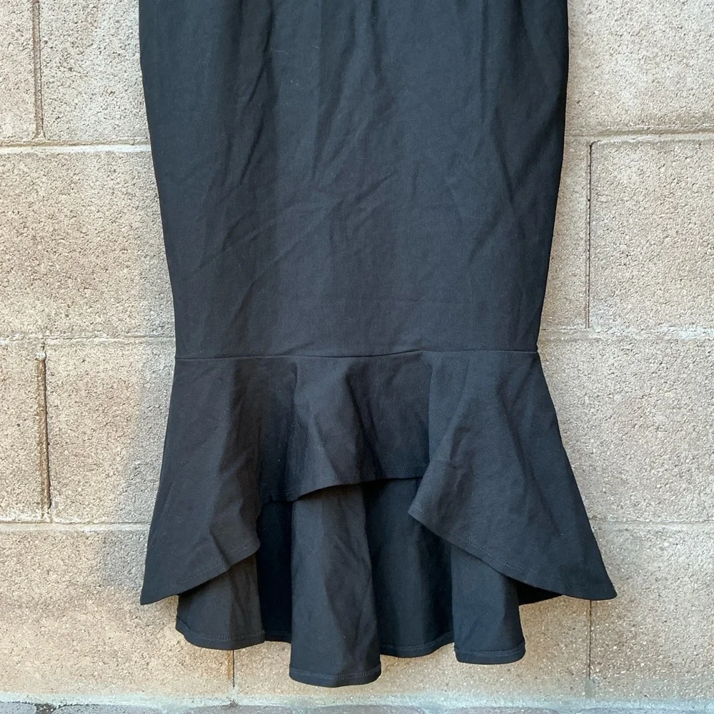 NWOT Lulu’s How Much I Care Black Off-the-Shoulder Midi Dress Medium Bodycon